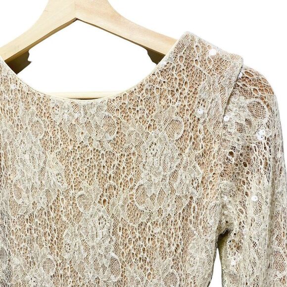 Dress the Population Susanna Dress Long Sleeve Stretch Sequin Midi Dress - Picture 9 of 10